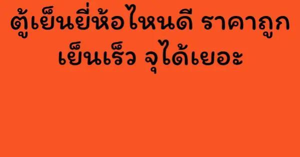 ตู้เย็นยี่ห้อไหนดี ราคาถูก เย็นเร็ว จุได้เยอะ