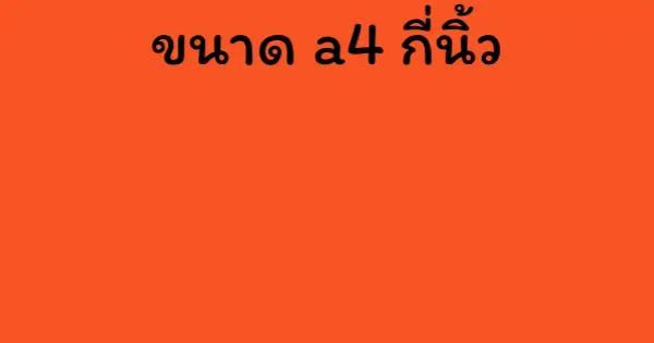 ขนาด a4 กี่นิ้ว